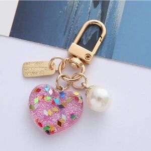 PINK-Colorful Heart Resin Keychain Pendant